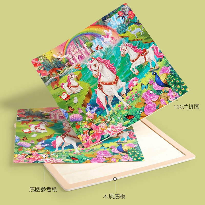 100 Children'S Wooden Cartoon Animal Dinosaur Plane Wooden Puzzle Boys And Girls Baby Early Education Educational Toys - Image 5